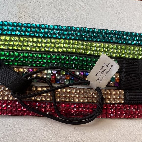 7 SPARKLE bling rhinestone stretch headbands MULTI COLORS 1/2" W  SOLD AS SET - Picture 2 of 5